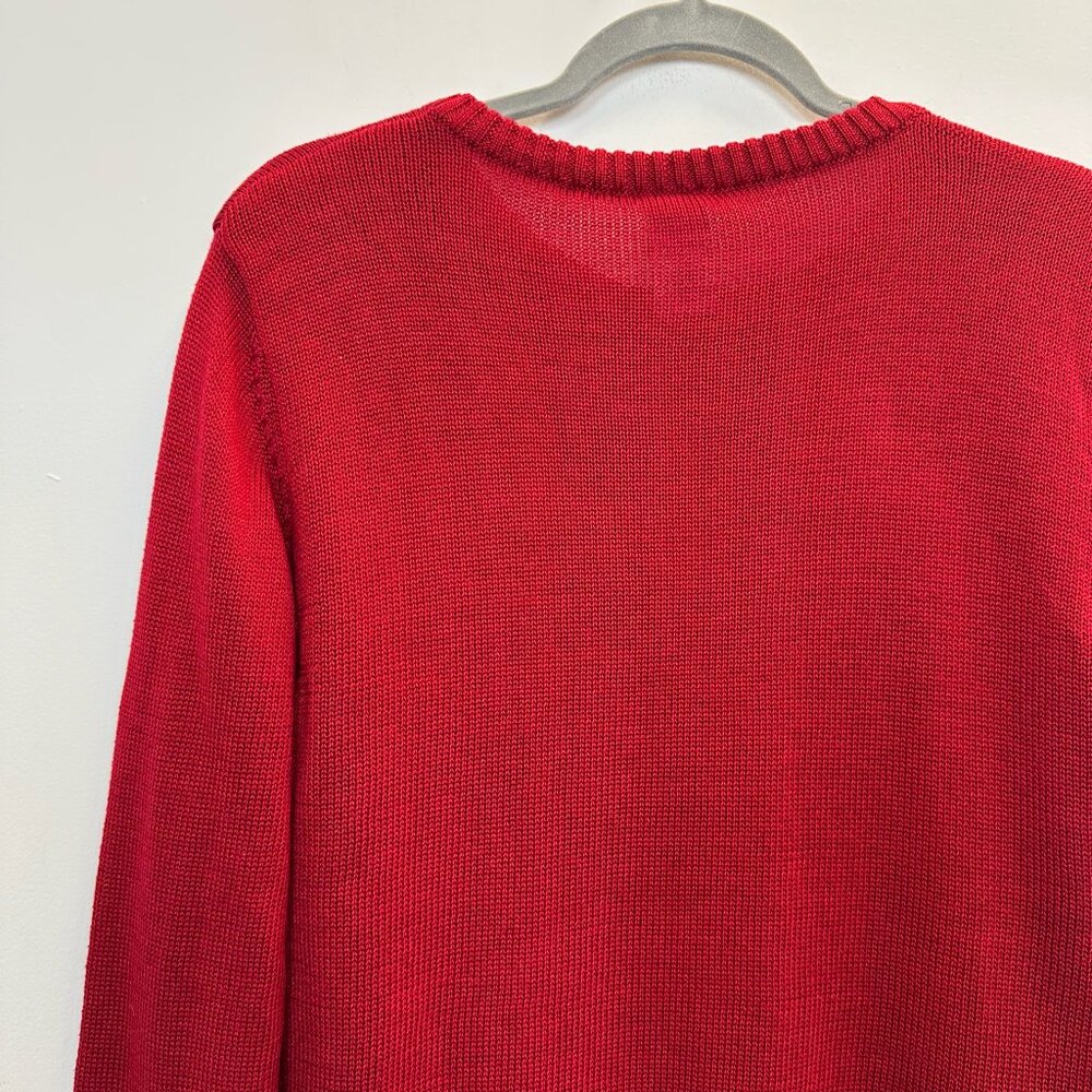 Disney Mickey Mouse Knit Sweater XL Red Black Crewneck - Picture 6 of 9
